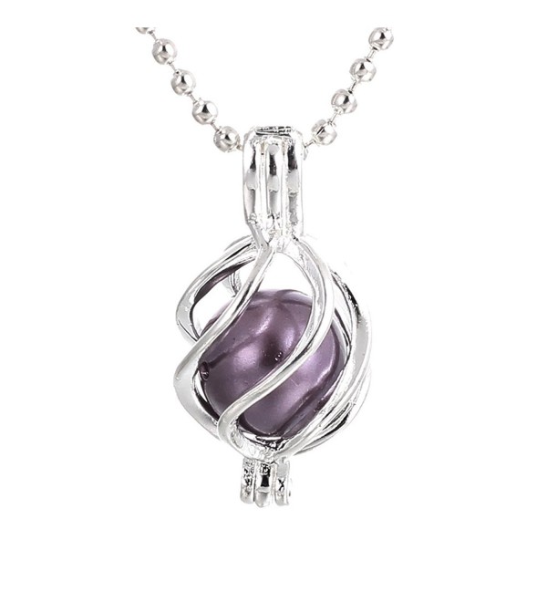 Silver Pearl Cage Necklace Beads Cage Locket Necklace