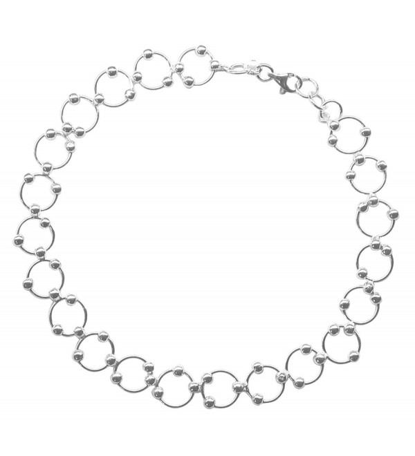 Sterling Silver 10-inch Comfortable Hoop & Bead (Beaded Circle Link) Anklet - Ankle Bracelet - C411D532Z9F