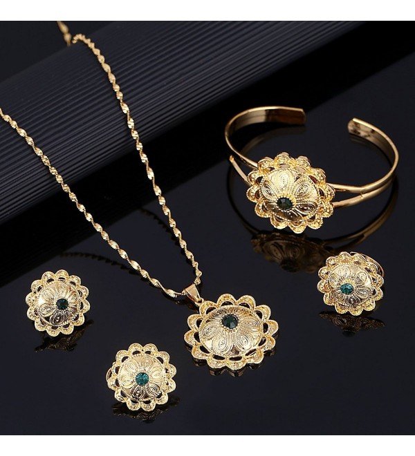 Ethiopian Bride Gold Color Jewelry Sets With Stone African Ethnic Gifts ...