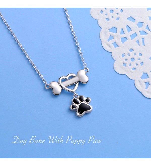 925 Sterling Silver Forever Love Heart Dog Bone With Puppy Paw Pendant ...