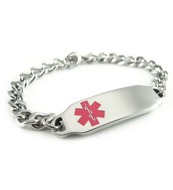 Engraved & Customizable Warfarin Medical Alert ID Bracelet- Curb Chain ...
