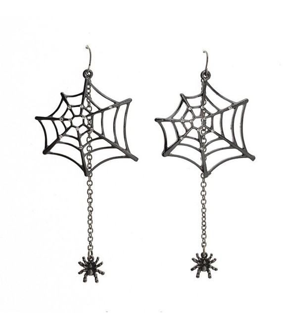 Spider Web Earrings Rhinestone Halloween - CV12JBNC6NR