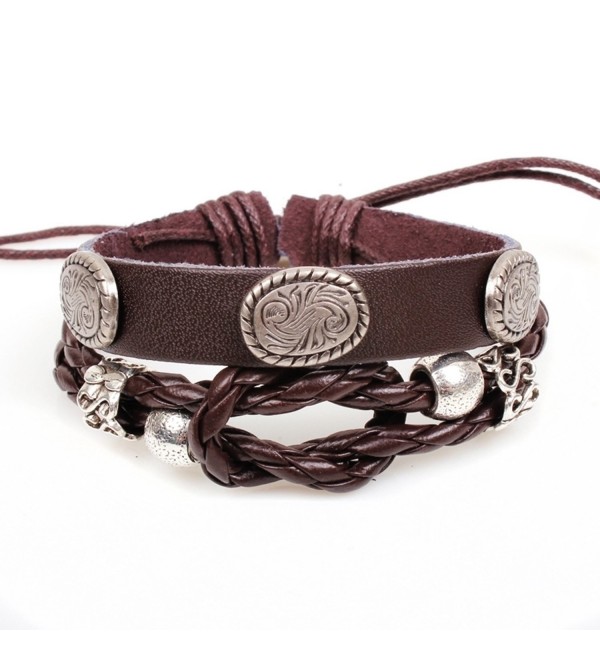 Modern Fantasy Charms Mixture Braided Rope Rococo Style Adjustble Christmas Gifts Metal Leather Bracelet - CB129ONWJAN