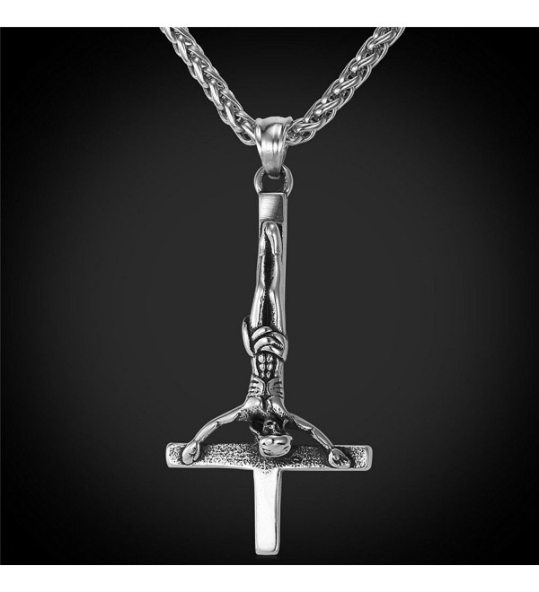 St. Peter Cross Necklace Stainless Steel/18K Gold Plated Chain Inverted ...