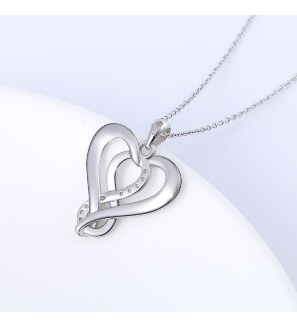 925 Sterling Silver Infinity Faith Hope Love Heart Pendant Necklace for ...