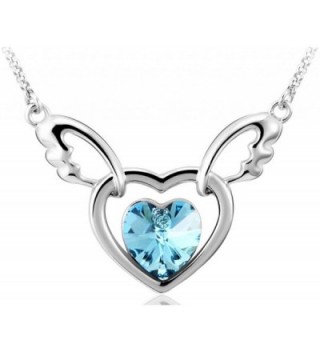 Double Hearts Angel Wing Austrian Crystal Silver Plated Women Pendant ...