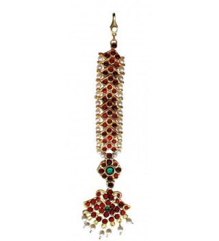 Temple Jewelry Tika Nettichutti with maroon and green stones for ...