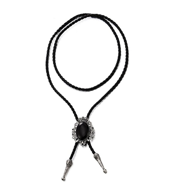 Gothic Vintage Oval Bolo Tie Necktie- Lariat Necklace- Leather Rodeo ...