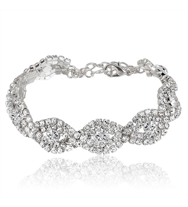 Miraculous Garden Crystal Rhinestone Bracelet - Silver Plated White Crystal - CK12H11WNZ7