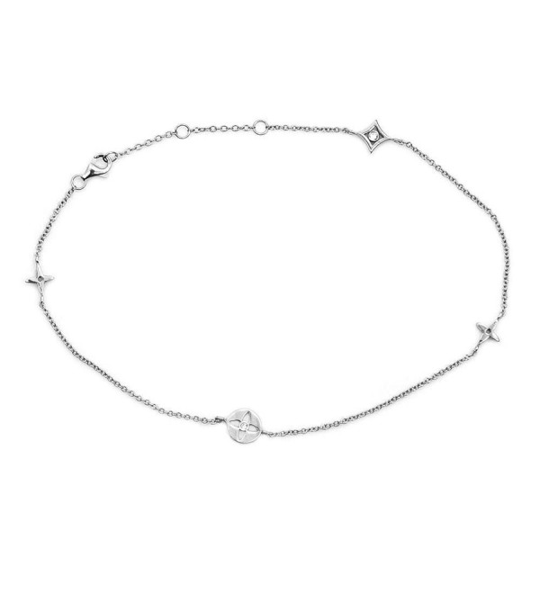 Sterling Silver Cubic Zirconia Stars Anklet - CH12H5P3O9N