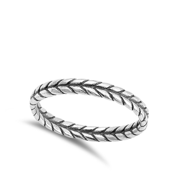 Thin Braid Leaf Rope Thumb Ring New .925 Sterling Silver Band Sizes 3 ...