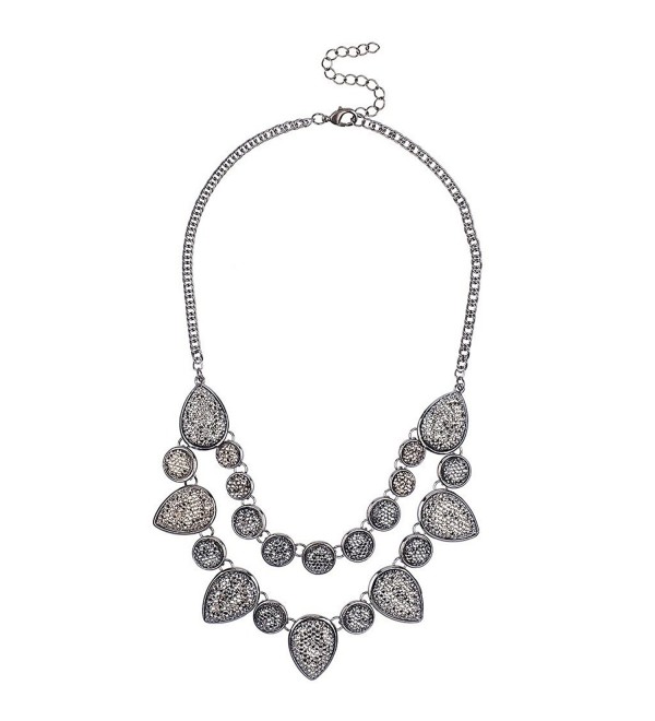 Lux Accessories Silvertone Caviar Glitter Statement Necklace - C012FOQICAF