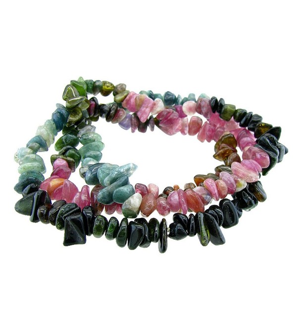 Stunning 6mm Round Stackable Tourmaline chips Bead Stretchy Bracelet / Necklace - CW11XYH80EV