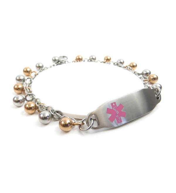Engraved & Customized Ladies Alzheimer's ID Bracelet- Steel Raindrop ...