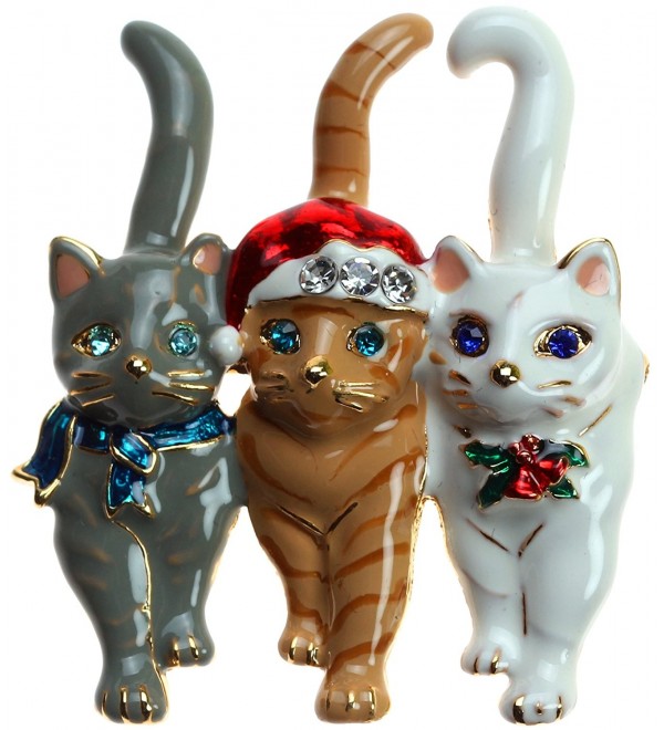 Lova Jewelry Christmas Triple Cat Pin - CL128T51I8H