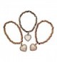 EverKid Elegant Bracelets with Open Heart Charms- set of 3 - Multi-Faceted Copper Beads on Stretch Cord - C8124U9YBSF
