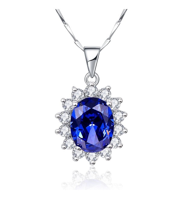 Princess Diana 8.15ct Created Blue Tanzanite 925 Sterling Silver ...