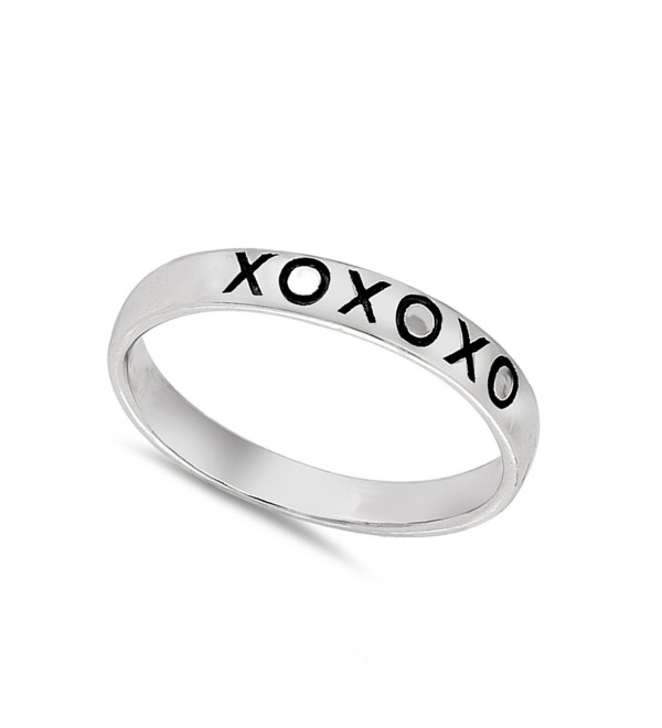 XO Love Kisses Stackable Promise Ring Sterling Silver Friendship Band ...