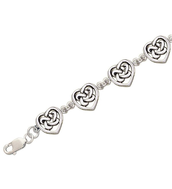 Celtic Trinity Knot Heart Link Bracelet- 7.5" Nickel-Free Sterling Silver - CW111GA05DL