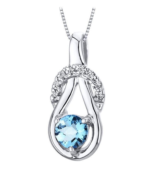 Swiss Blue Topaz Pendant Necklace Sterling Silver Checkerboard Cut 0.50 ...