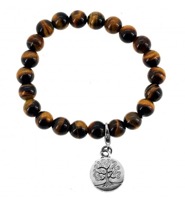 Tree of Life- Buddha- Om Charm Simulated Tiger Eye Bracelet - C011LP04EUN