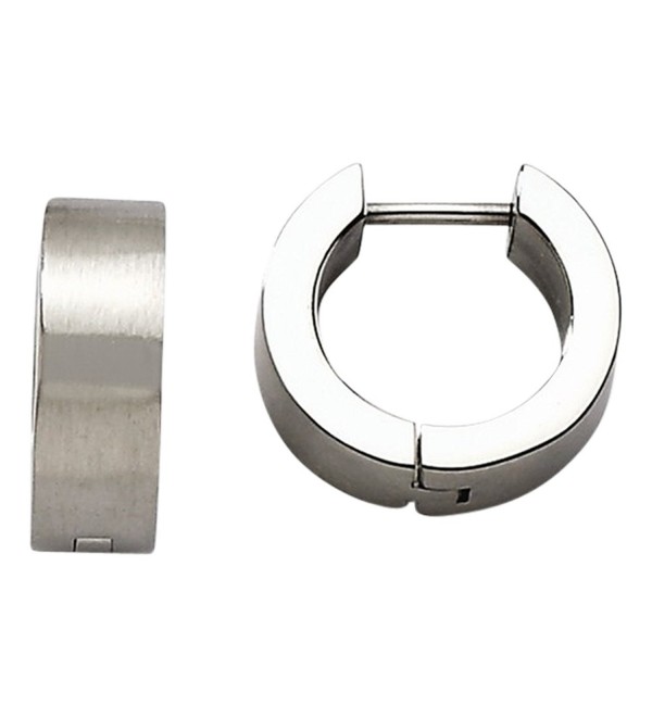 Stainless Steel Brushed Round Hinged Hoop Earrings - CB11HUOIH97