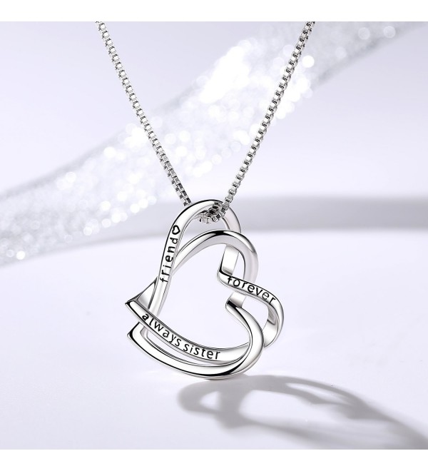'Always my sister forever my friend' Double Love Heart Pendant Necklace ...