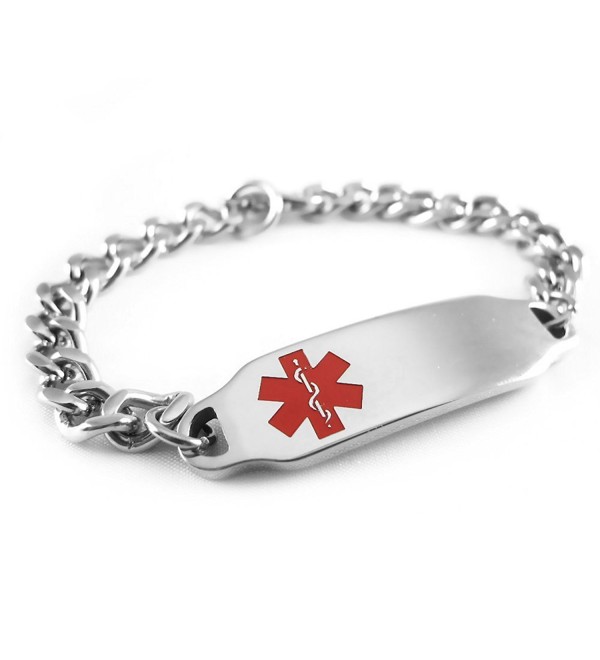 Engraved & Customizable Epilepsy Medical Alert ID Bracelet- Red Symbol -  CN116JRLNC9